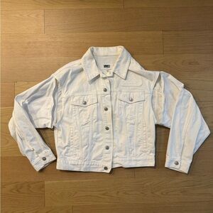 MM6 Maison Margiela White Cut-Out Oversized Denim Jacket Unisex EUC